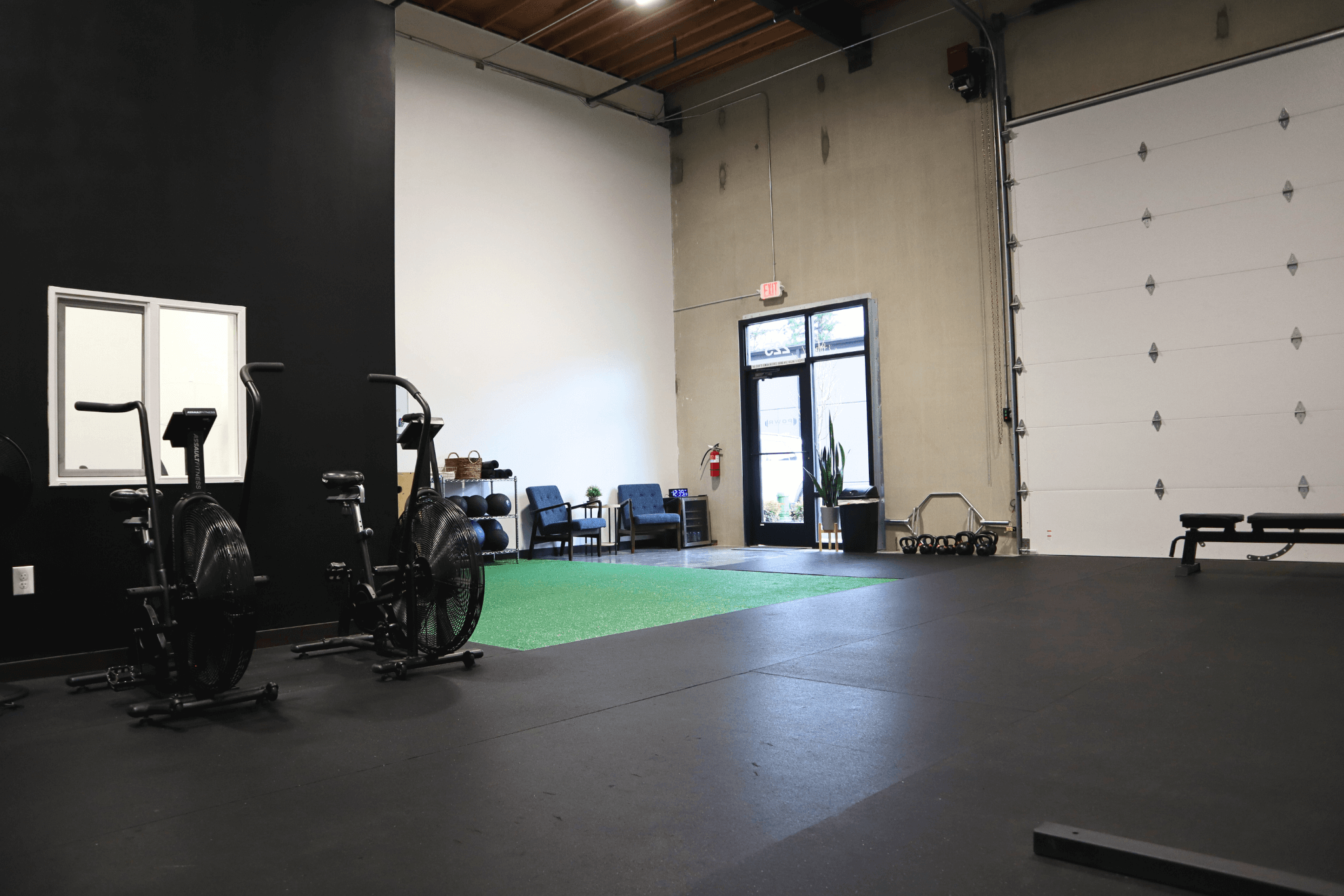 The POWR studio entrance and lounge area in Camas